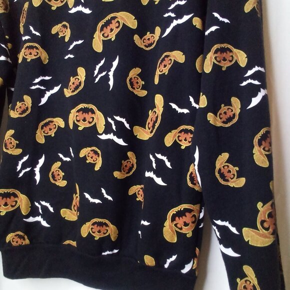 Disney Stitch Sweatshirt Juniors XS Long Sleeve Halloween Pumpkin Black Orange - Picture 15 of 15